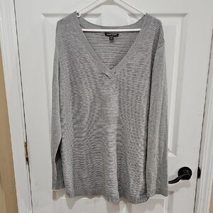 Gray V-Neck Women's Sweater